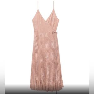 Aritzia Wilfred Le Fou Pink Velvet Wrap Midi Dress | Size Medium